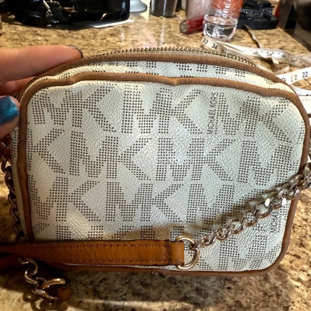 Michael Kors Cream and Tan Mini Bag